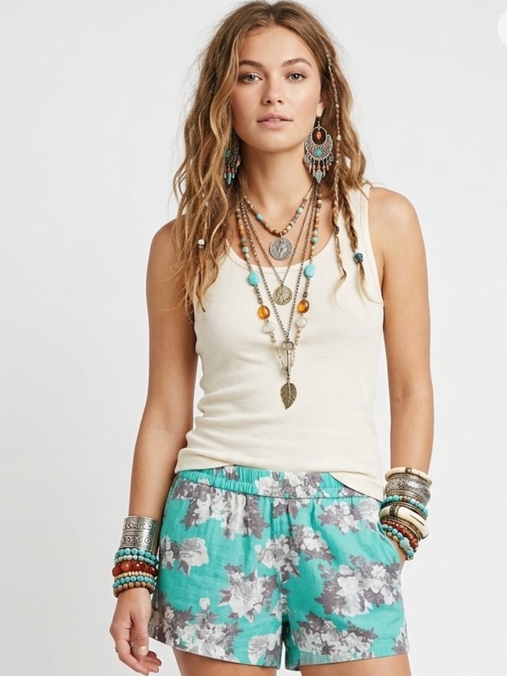 Kut from the Kloth Teal Floral Shorts